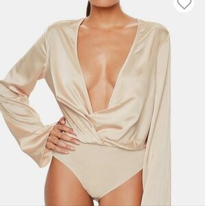 Missguided drape plunge flared sleeve bodysuit